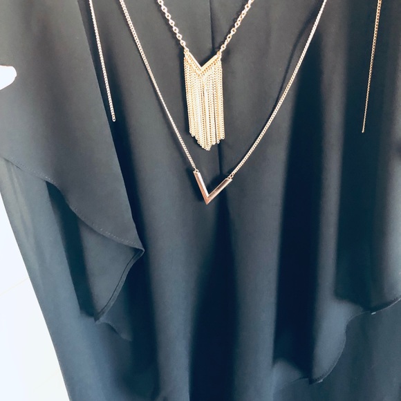 Thalia high low dress detachable gold tone detail - Picture 3 of 6